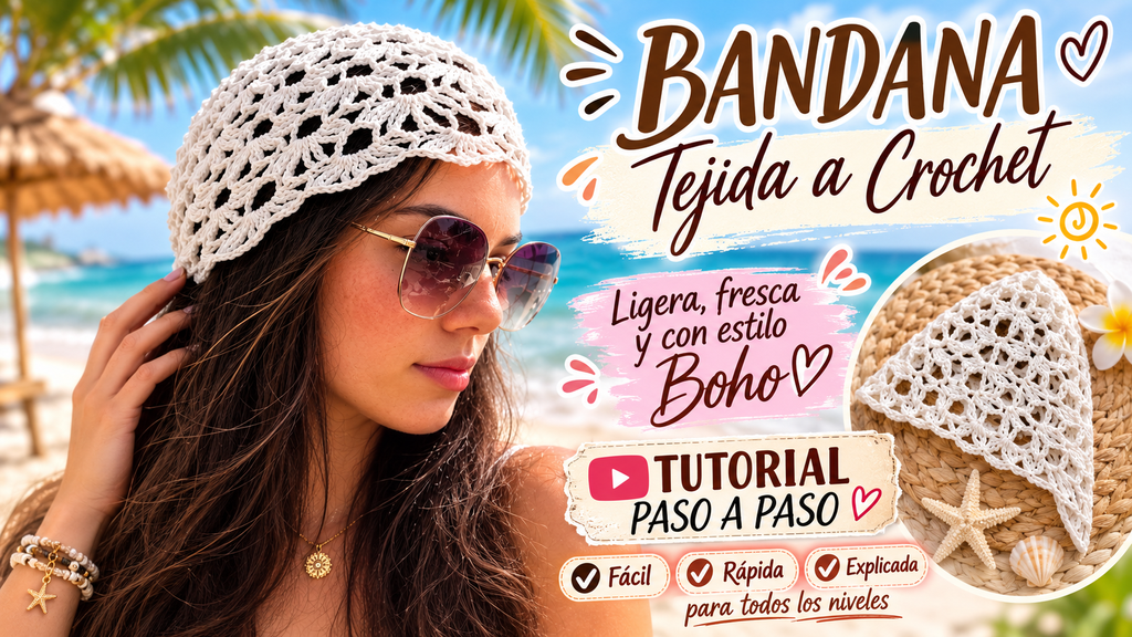 ¡La BANDANA a Crochet que TODOS Quieren este Verano! 🌸 Paso a Paso Fácil y Rápido